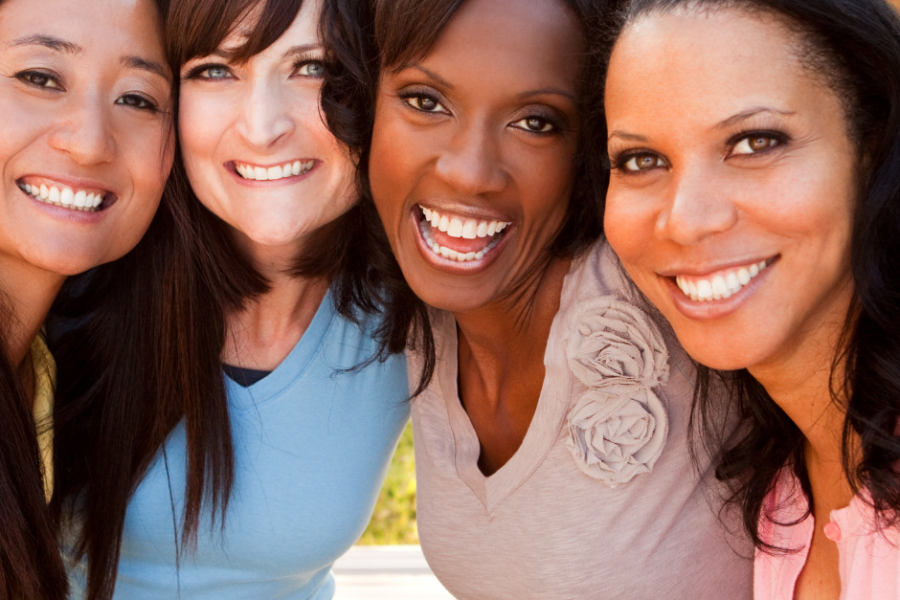 group of joyful women