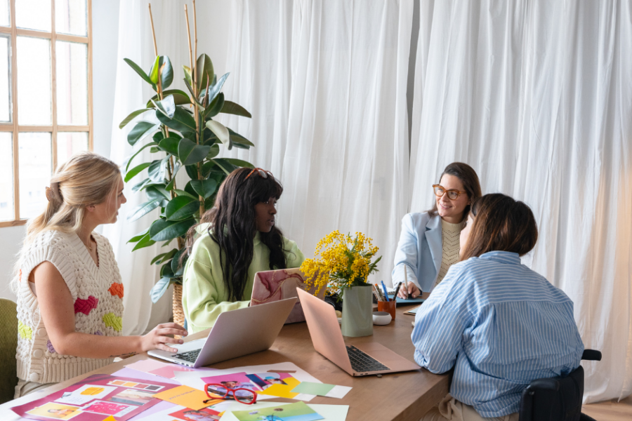 group of people doing a creative activity