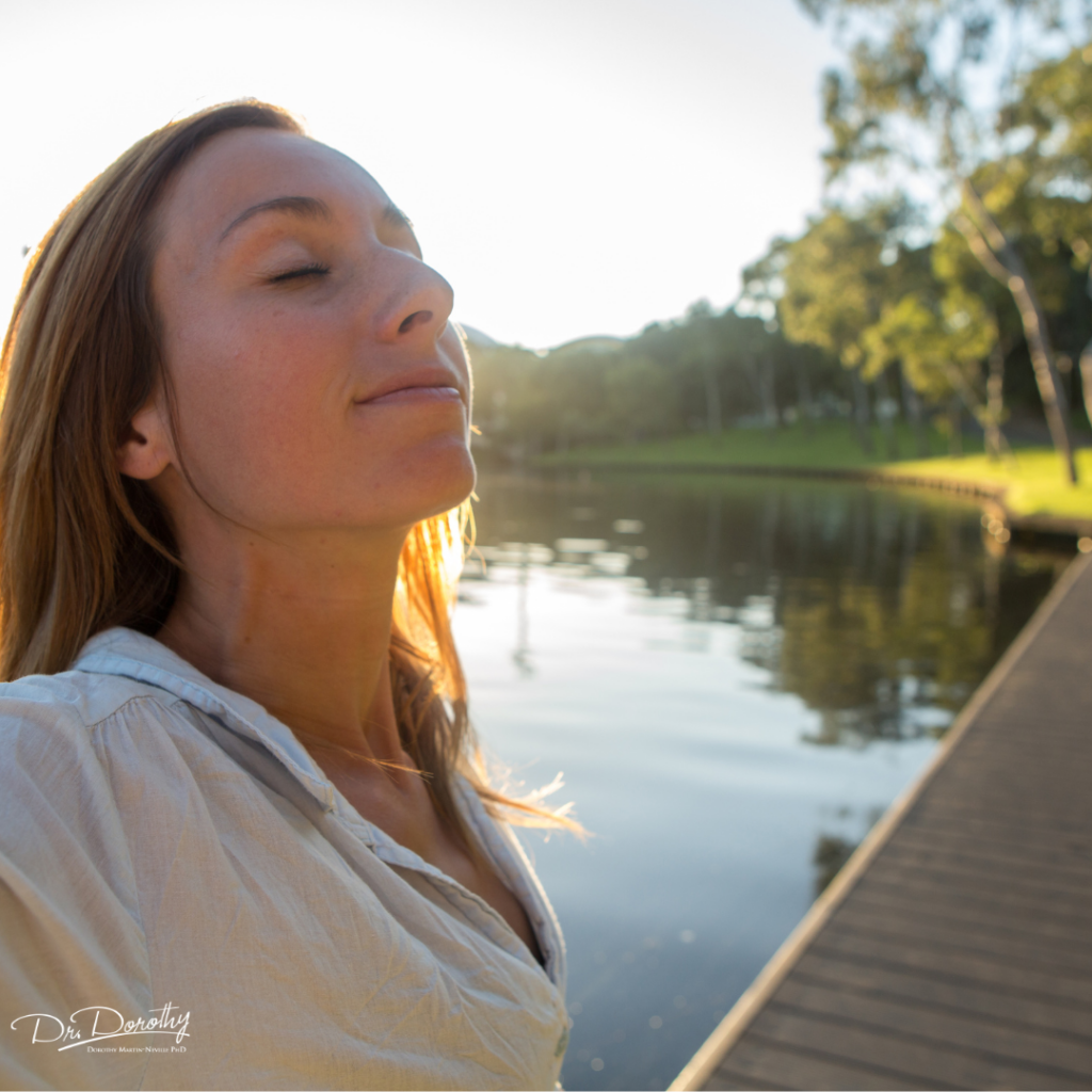 woman taking a moment to breath and think