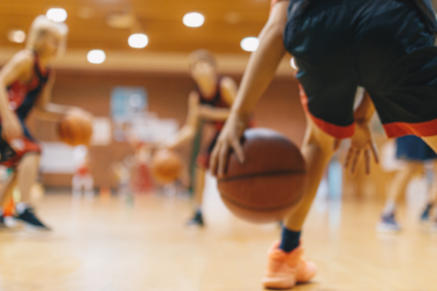 Older women playing basketball