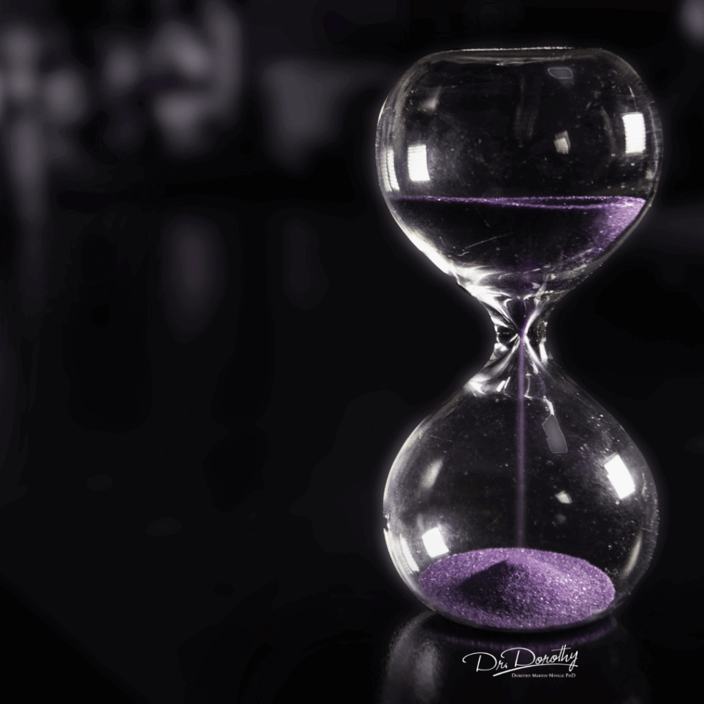 sand moving through an hourglass tracking time