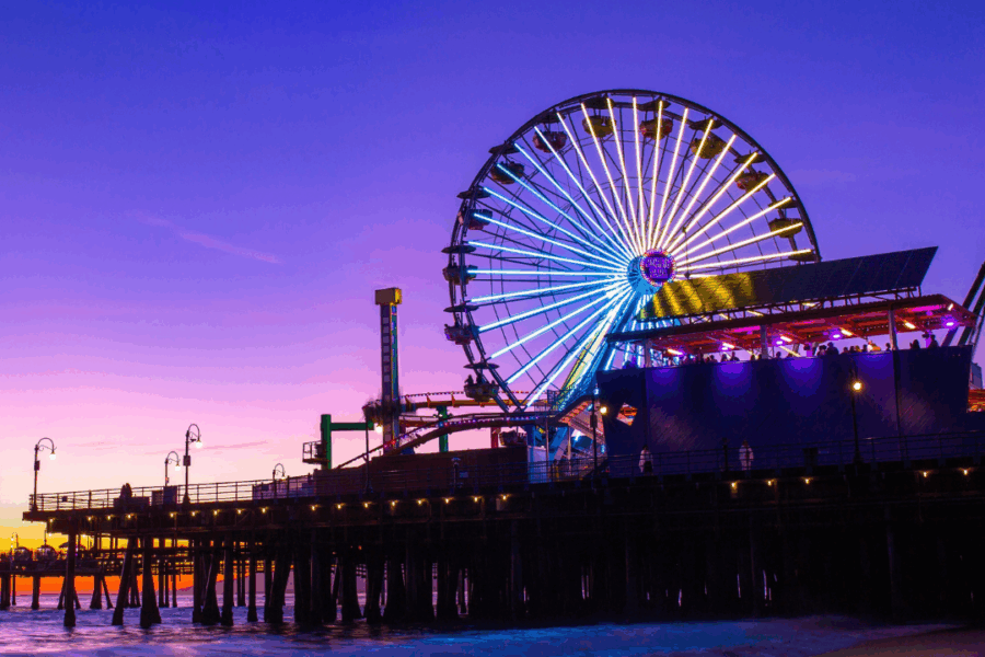 Summer vacation at beach amusement park