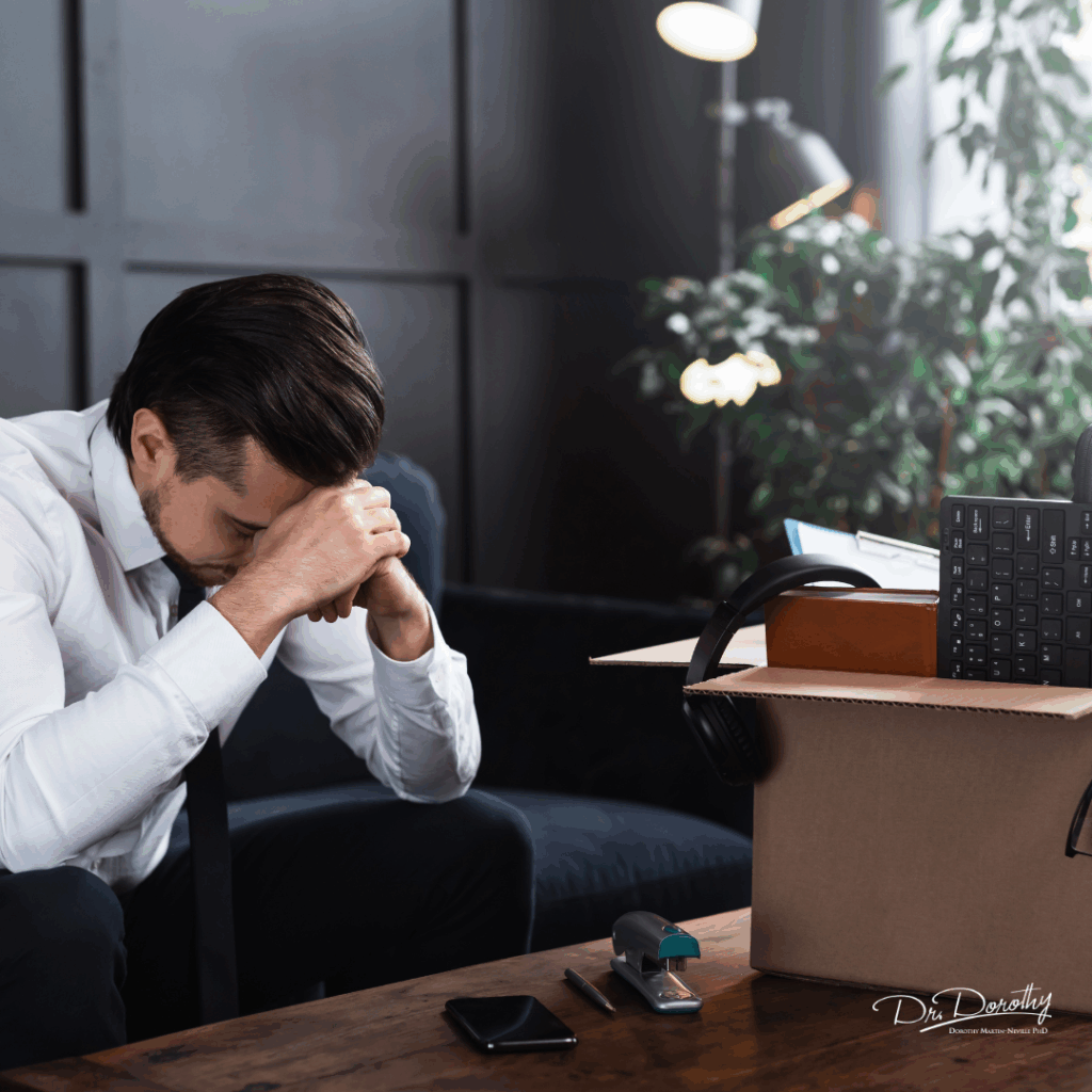 A man getting fired who is shocked